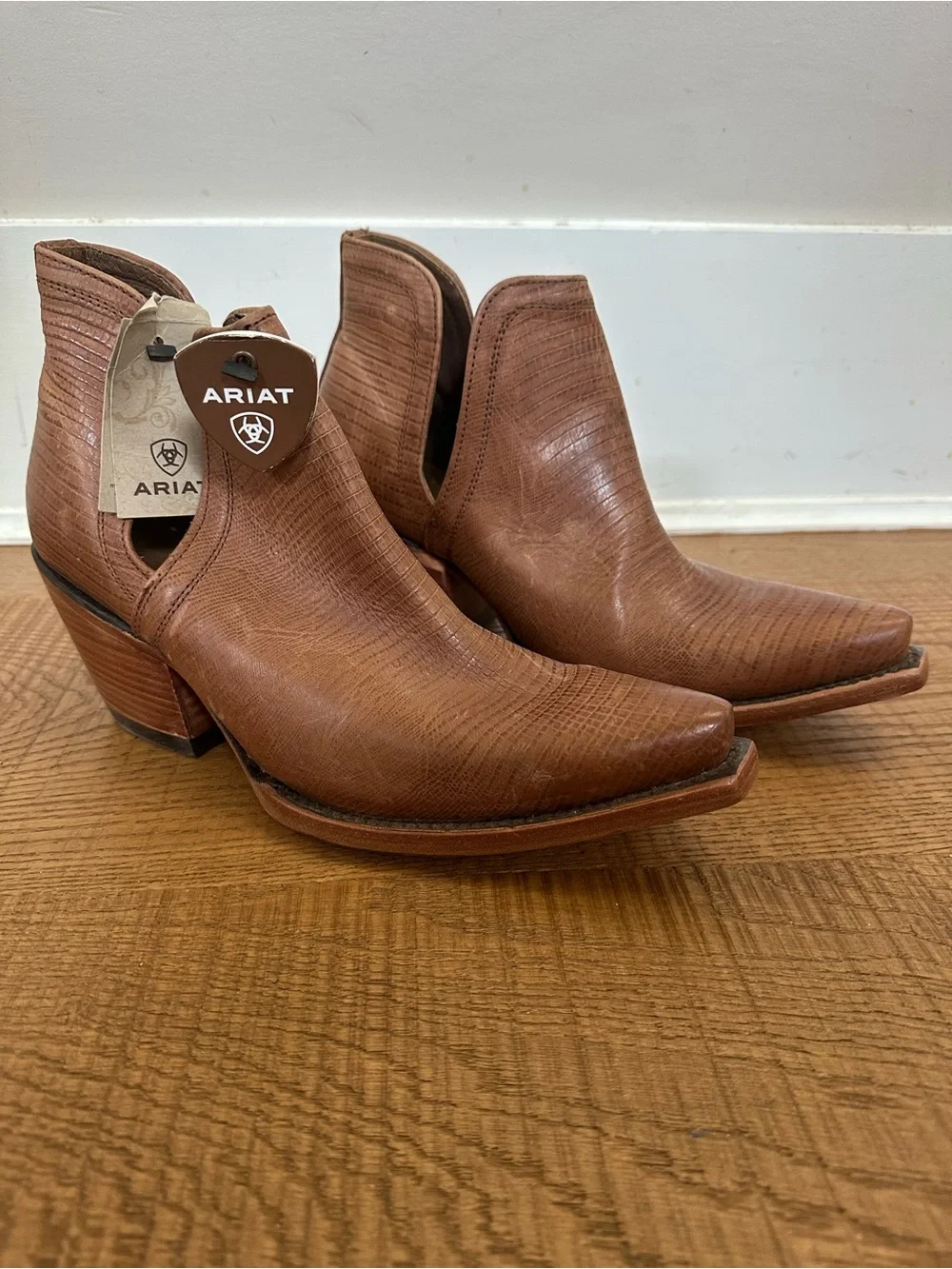 Ariat Dixon Toe Lizard Print Brown Boot Women 7.5